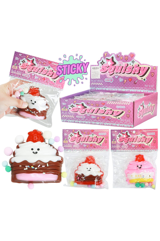Strawberry Cake Sprinkle Sticky Mochi Pom Pom Squishy Bag