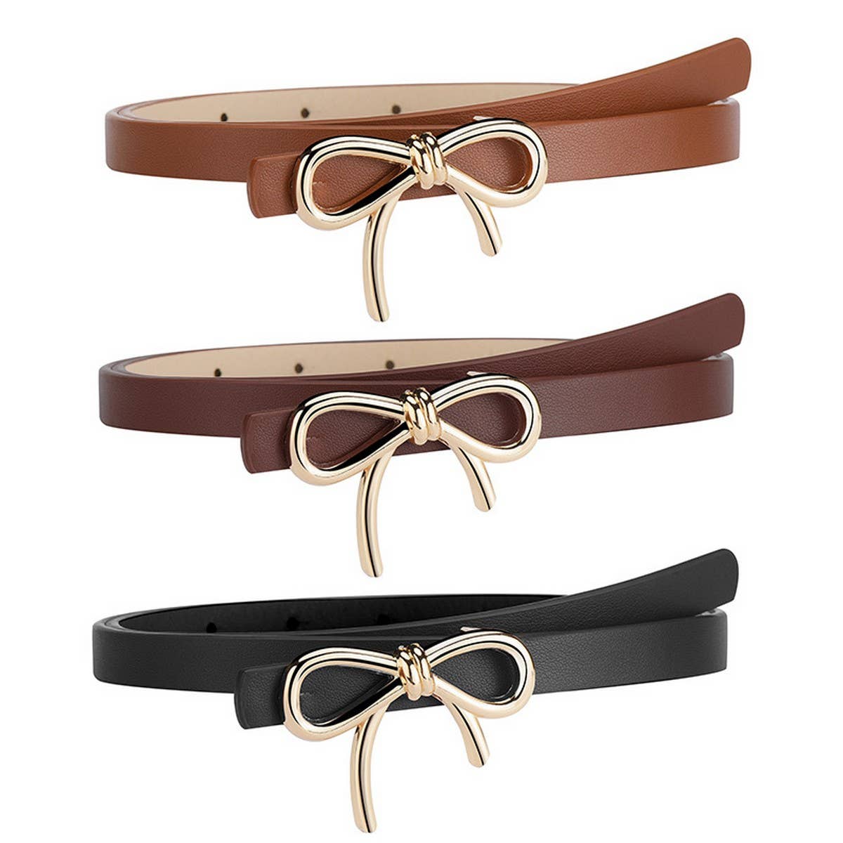 Bow PU Leather Skinny Belt