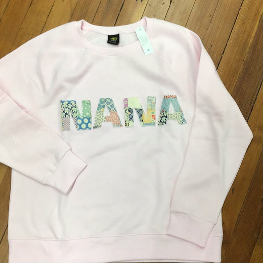 Nana Quilt Patchwork Soft Pink Sweatshirt