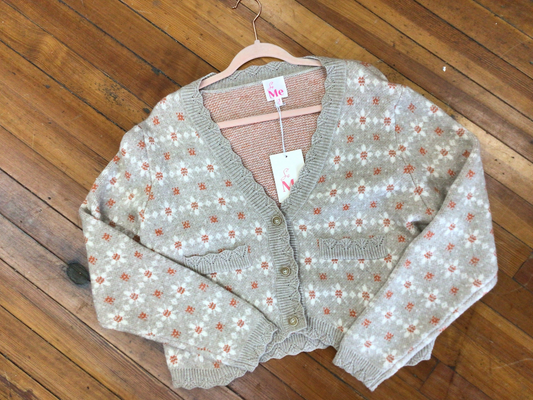 Flower Knitted Sweater Cardigan