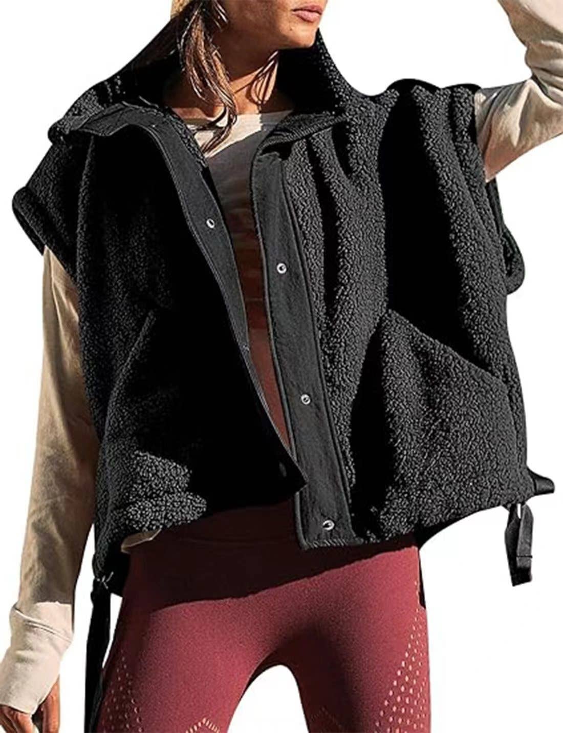 Fleece Button Vest Jacket
