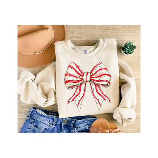 Christmas Tree Cake Coquette Bow Sweatshirt