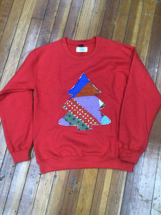 Quilted Christmas Tree Sweatshirt - Red