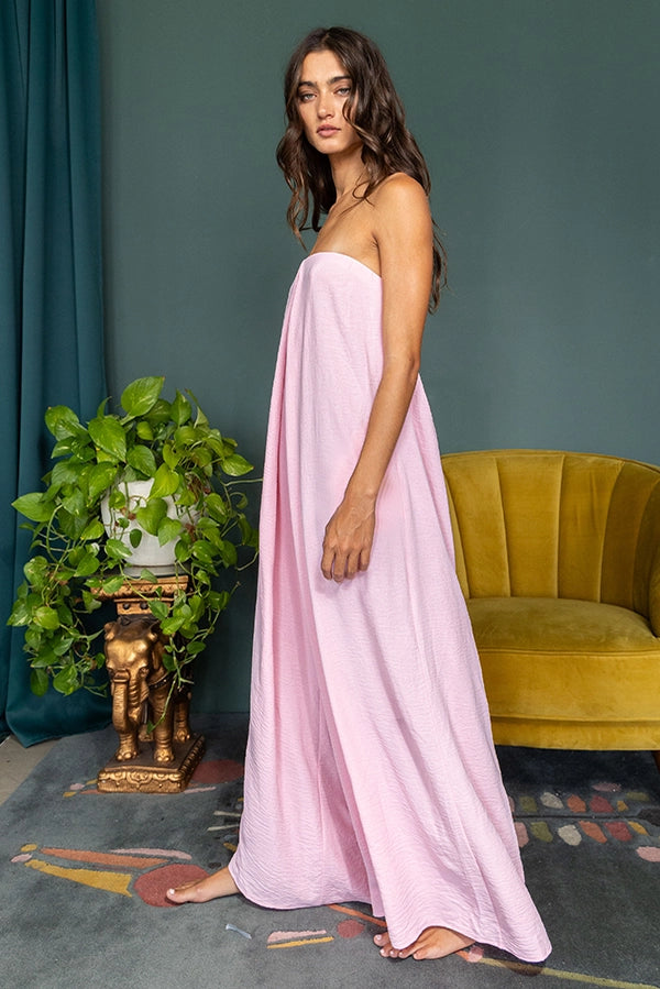 Strapless Flowy Jumpsuit - Baby Pink