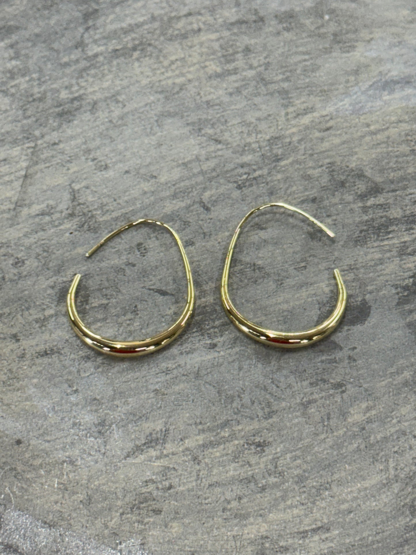 Gold Teardrop Shaped Hoop Earrings