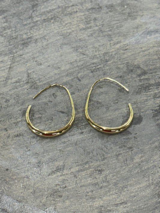 Gold Teardrop Shaped Hoop Earrings
