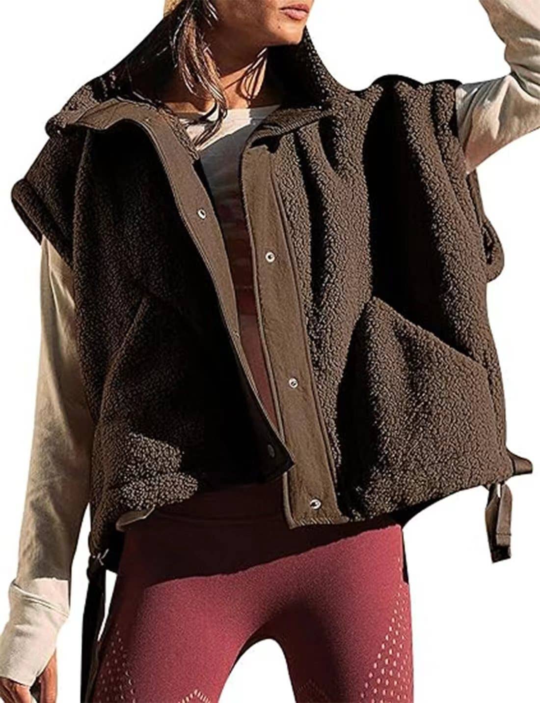 Fleece Button Vest Jacket