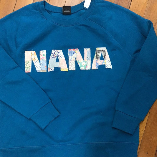 Nana Quilt Patchwork Turquoise Sweatshirt