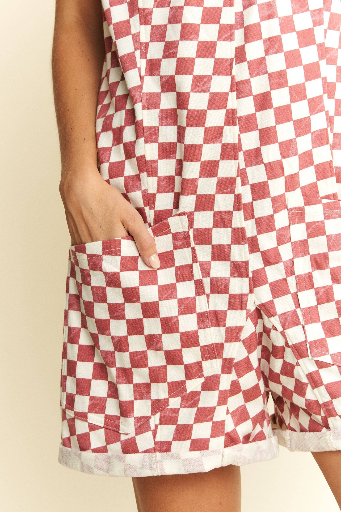 Plus Size Plaid Print Shorts Romper