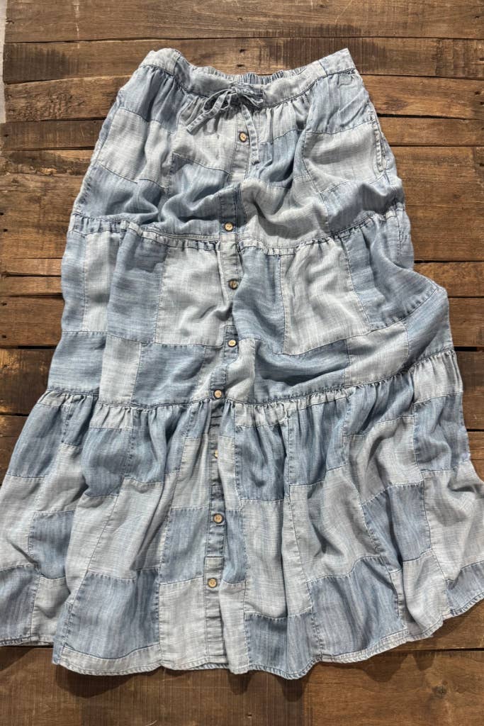 Jaded Gypsy Patchwork Skies Ruffle Skirt