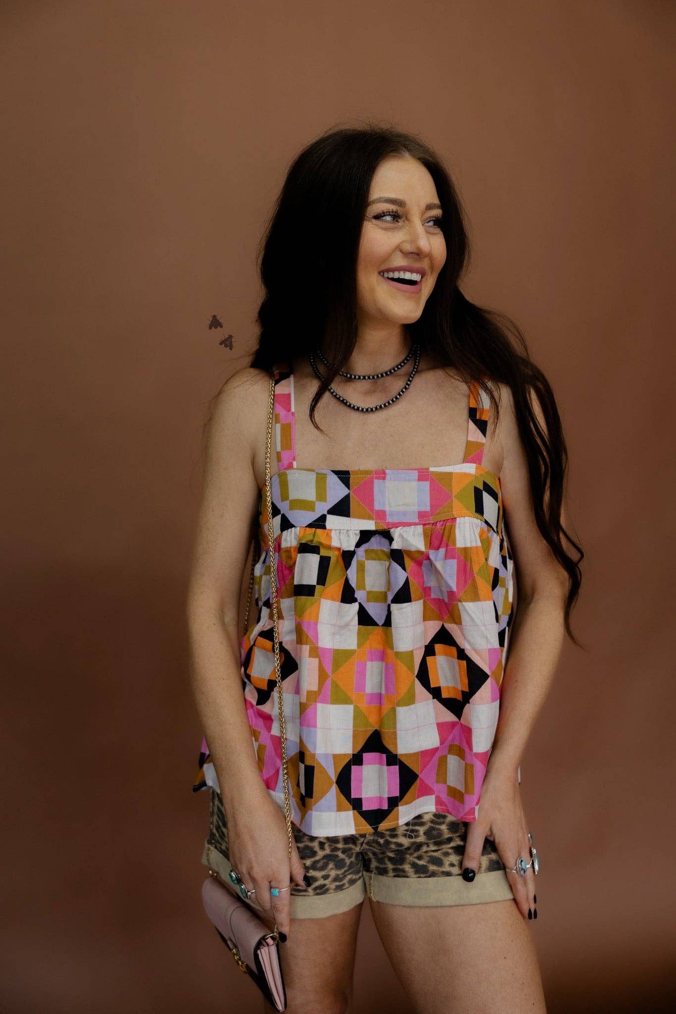 Quilted Coral Top