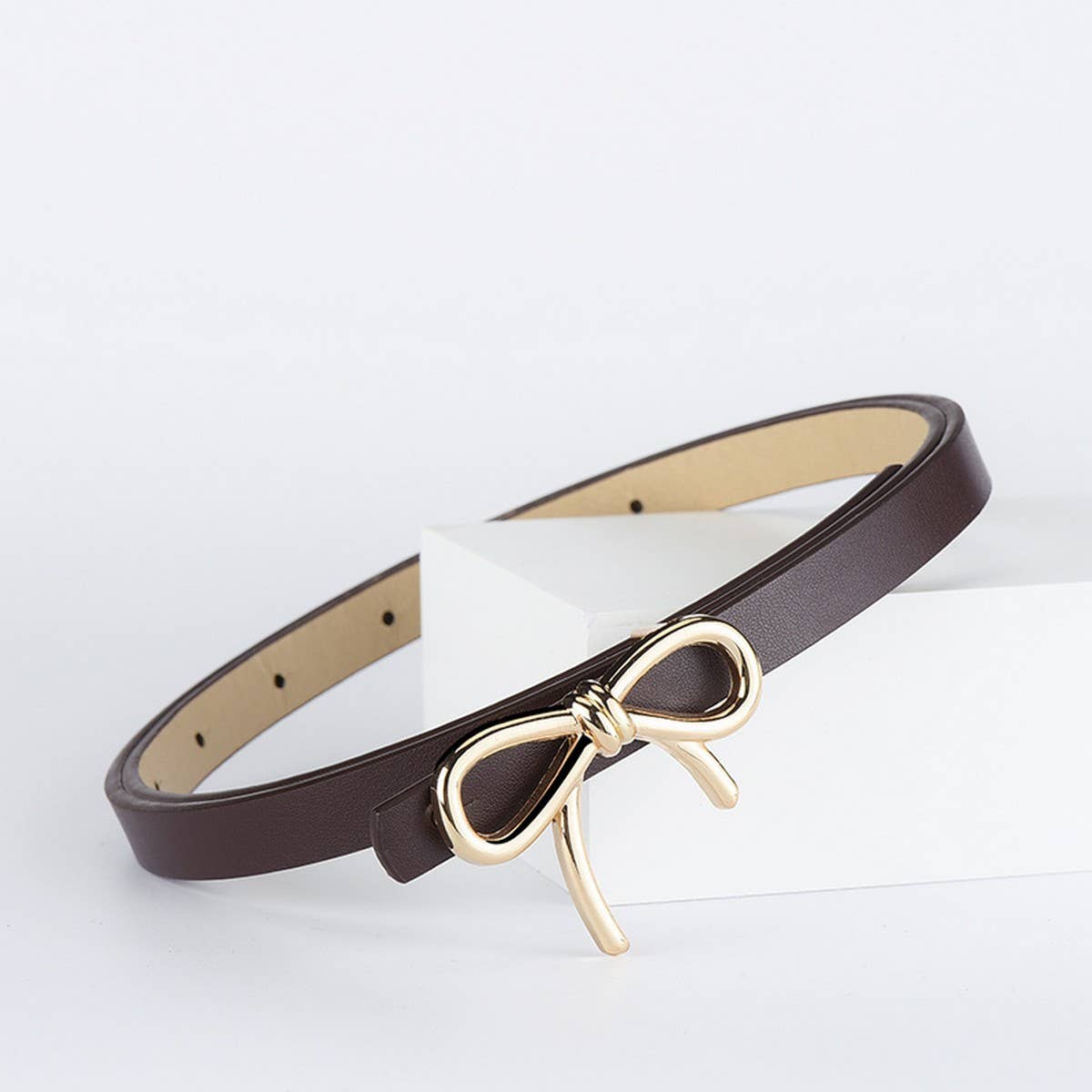 Bow PU Leather Skinny Belt