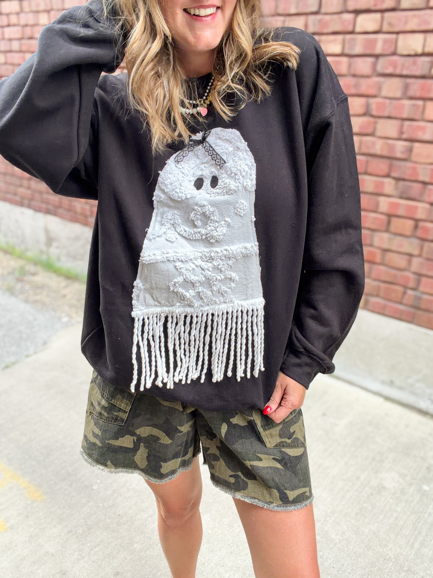 Vintage Chenille Ghost w/Fringe Sweatshirt