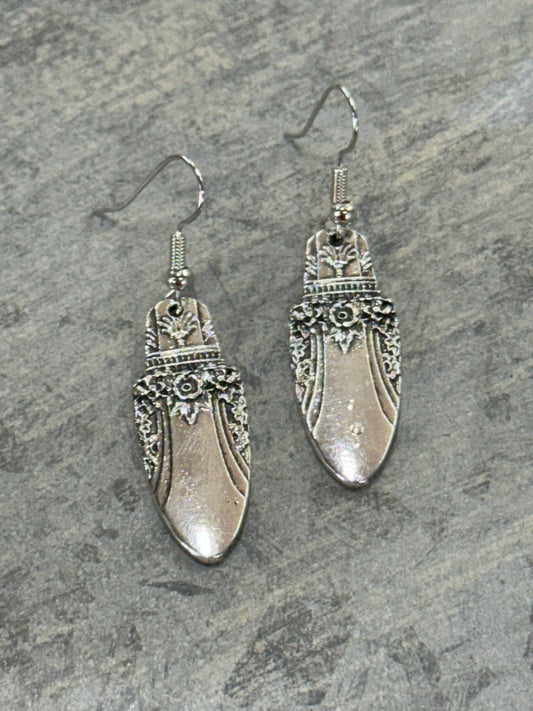 Vintage Silver Drop Spoon Earrings