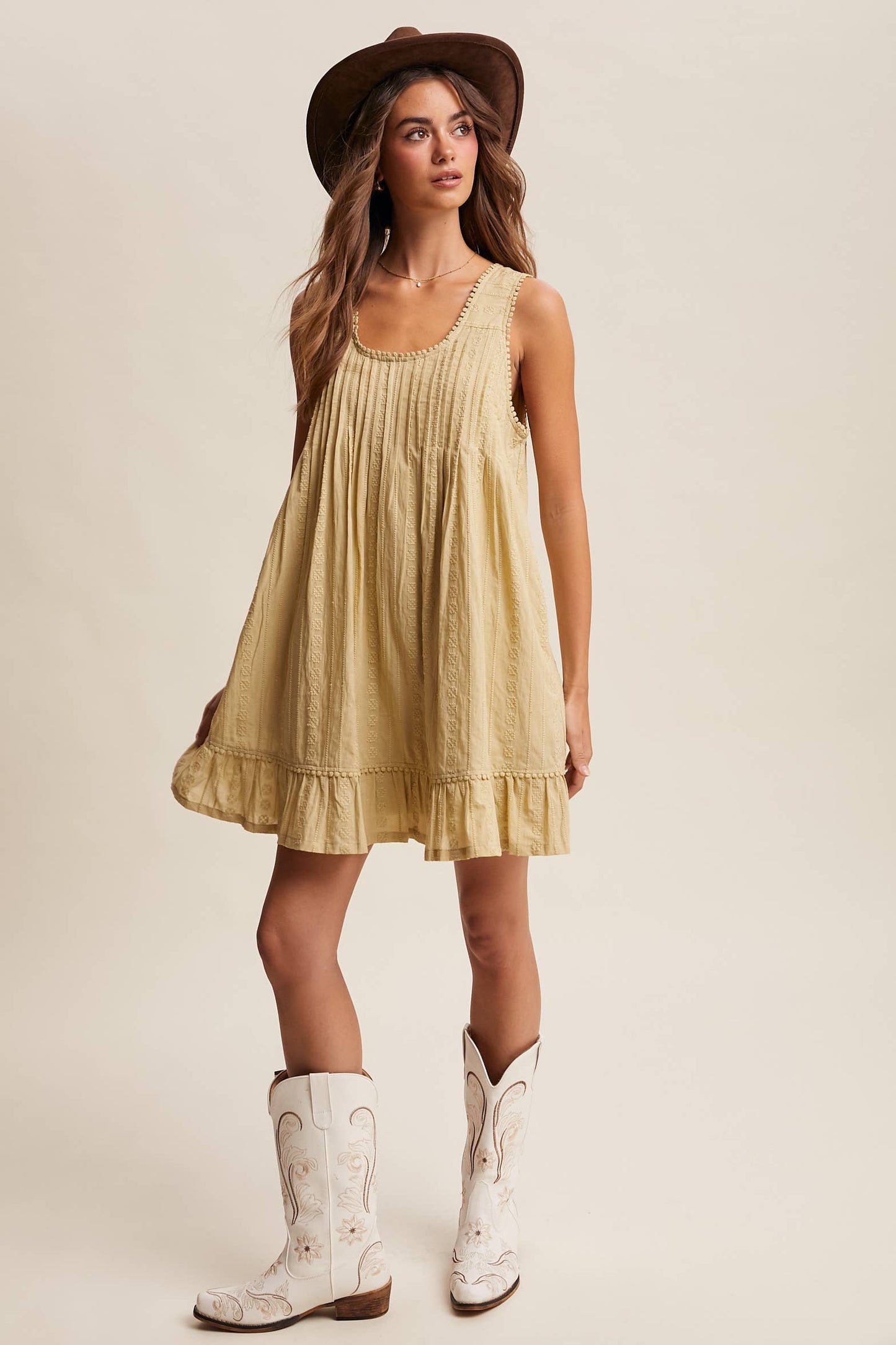 Textured Pintuck Mini Dress