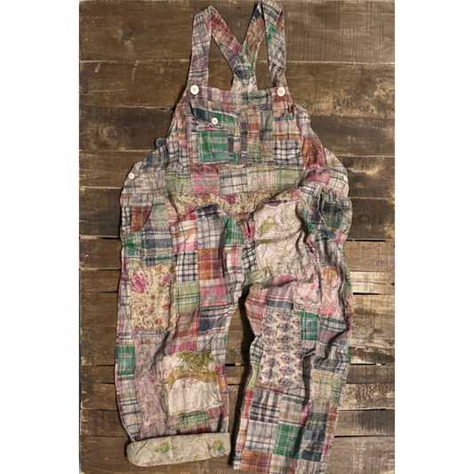 Jaded Gypsy Travels Await Overalls - Navy Plaid
