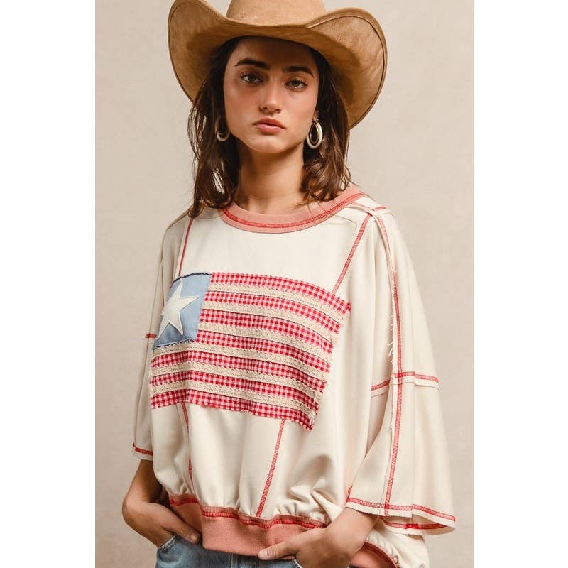 American Flag Patchwork Top