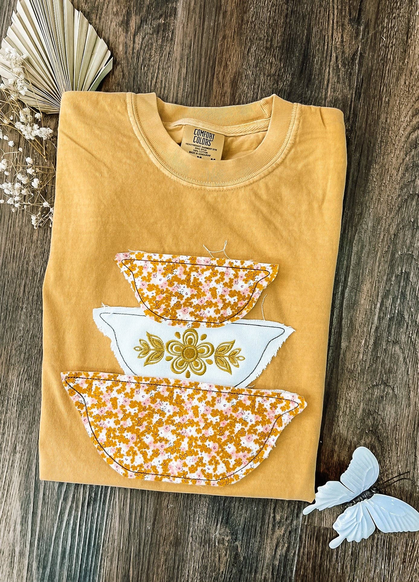 Vintage Bowl Set Butterfly Gold Tee - Floral