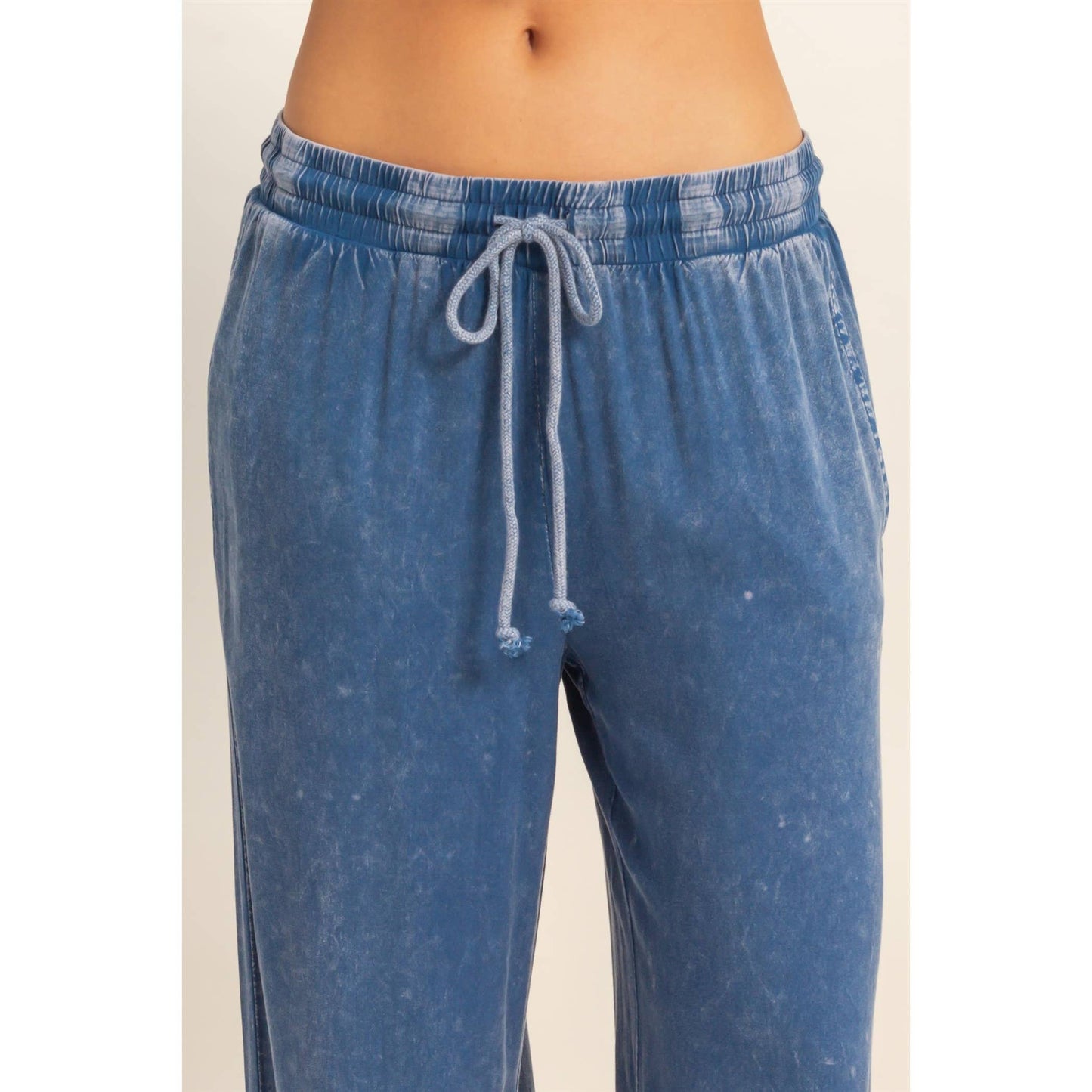 Mineral Wash Drawstring Wide Leg Pants