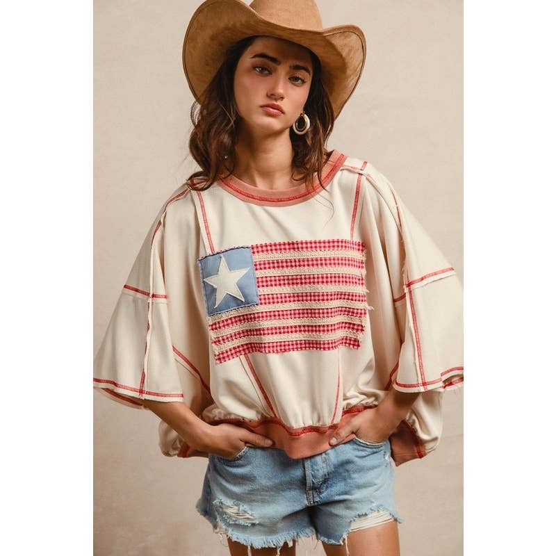 American Flag Patchwork Top