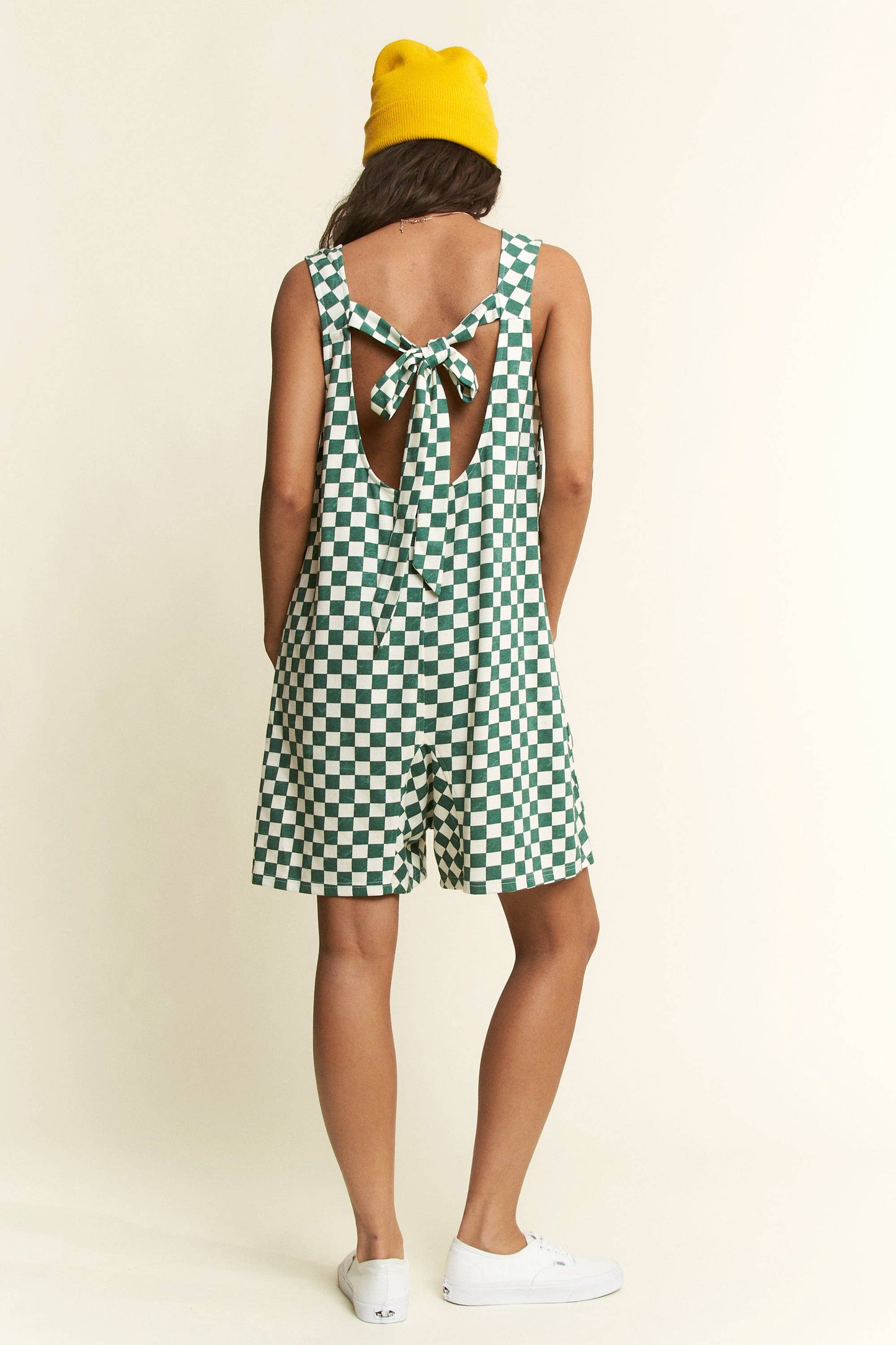 Plaid Print Shorts Romper