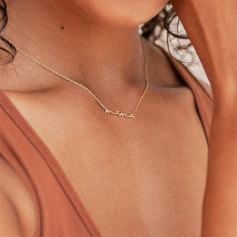 18K Stainless Steel Tarnish Free Mama Necklace