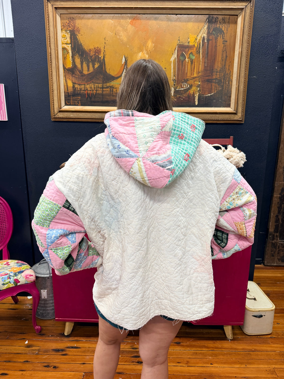 Upcycled Vintage Quilt Hoodie