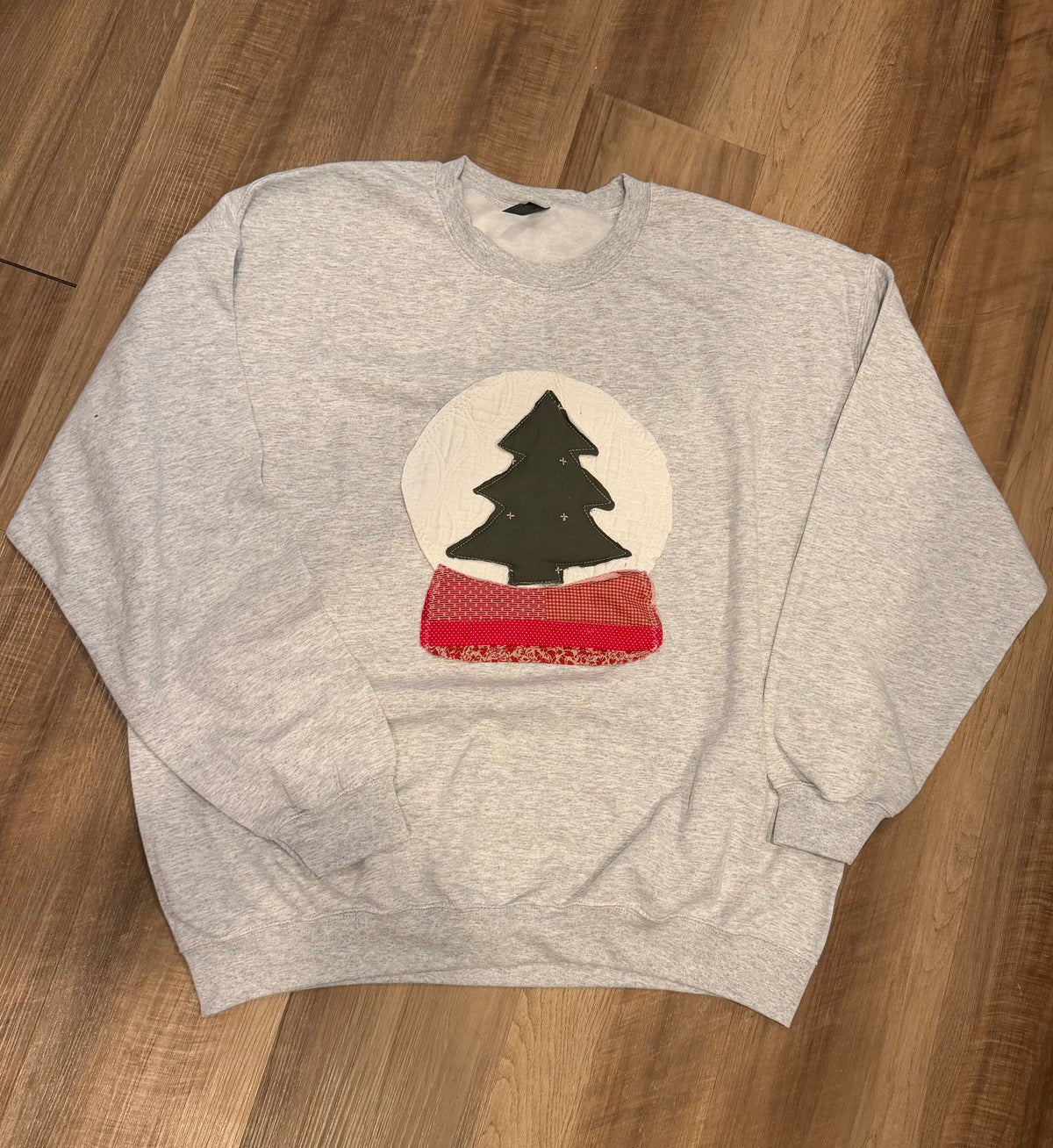 Quilted Christmas Globe with Tree Sweatshirt