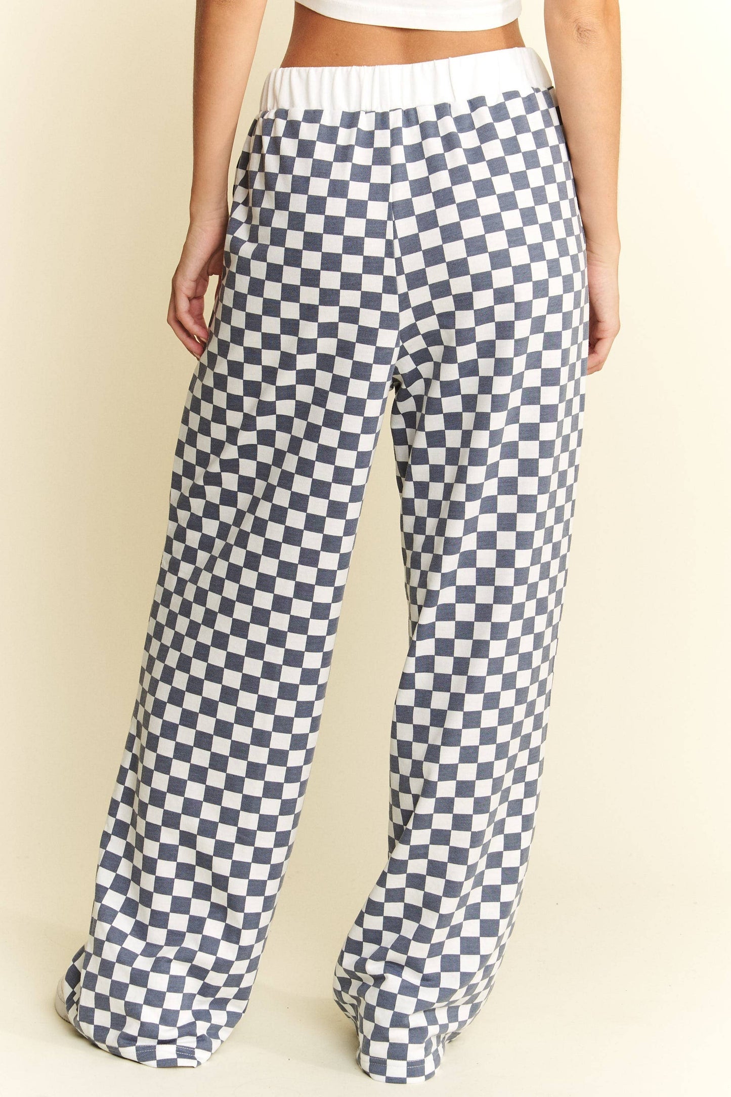 Checkered Print Straight Leg Boxer Pants
