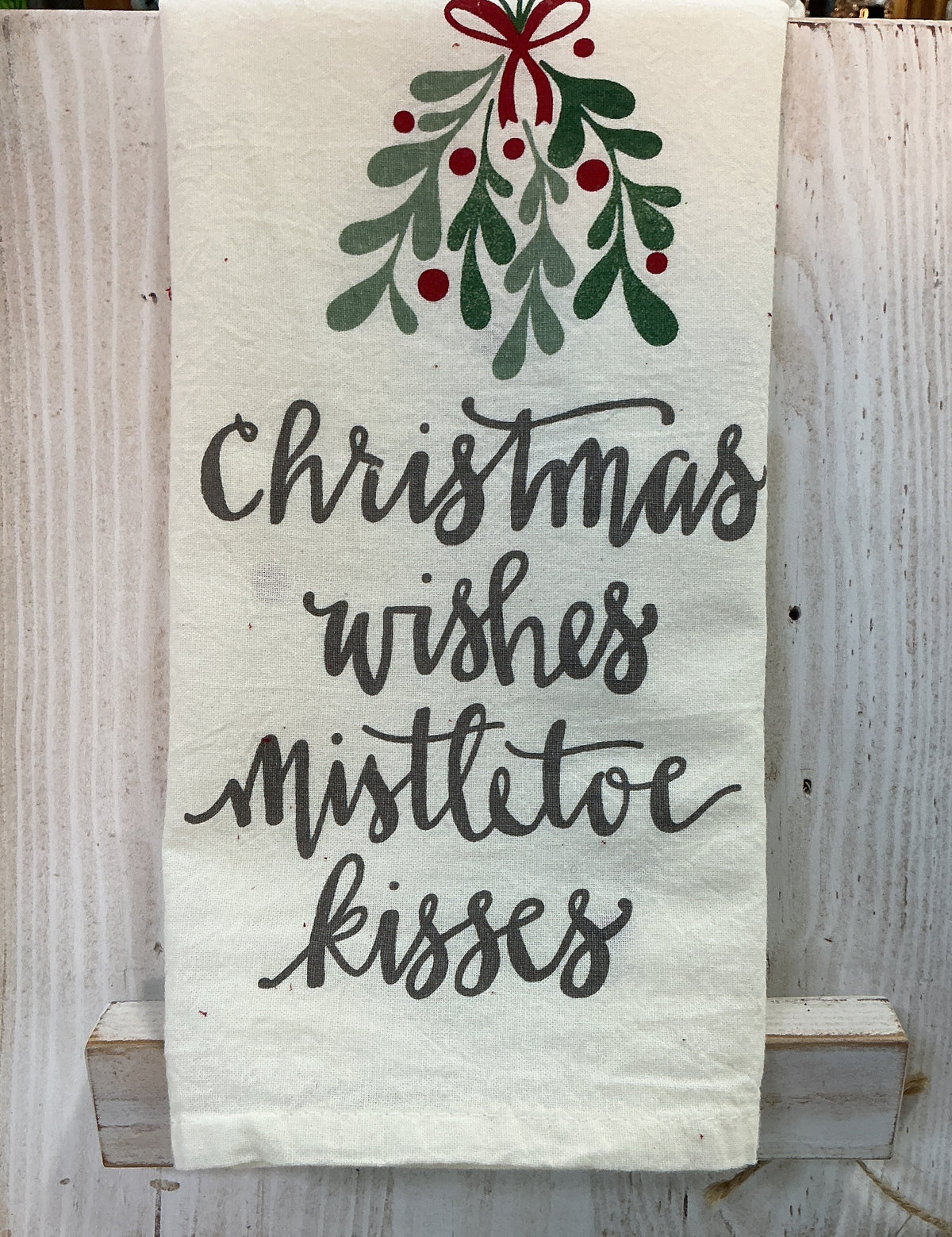 Christmas Wishes Mistletoe Kisses Hand Towel