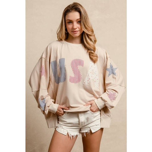 USA Patchwork Oversized Sweatshirt