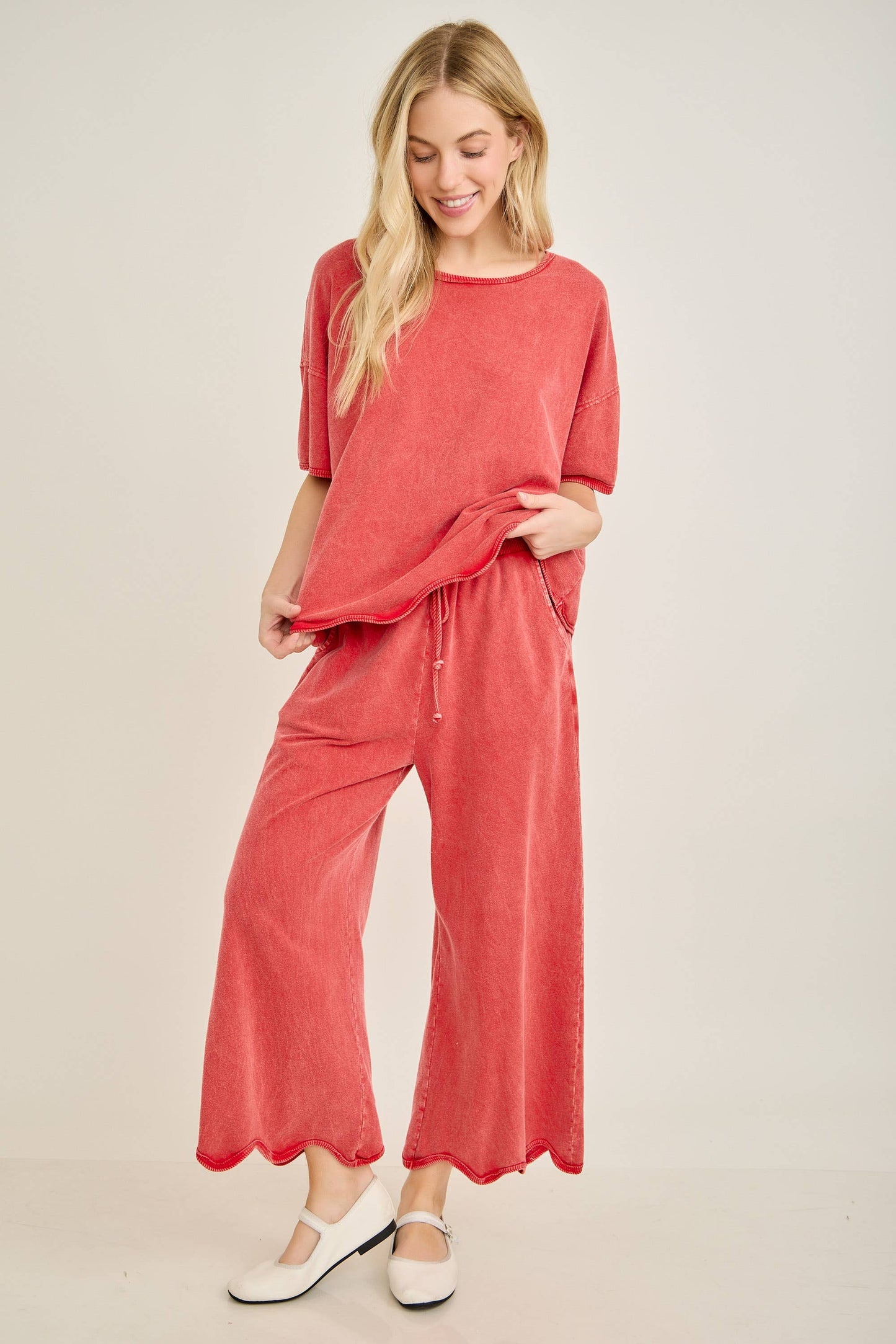 Mineral Washed Wavy Ribbed Pants