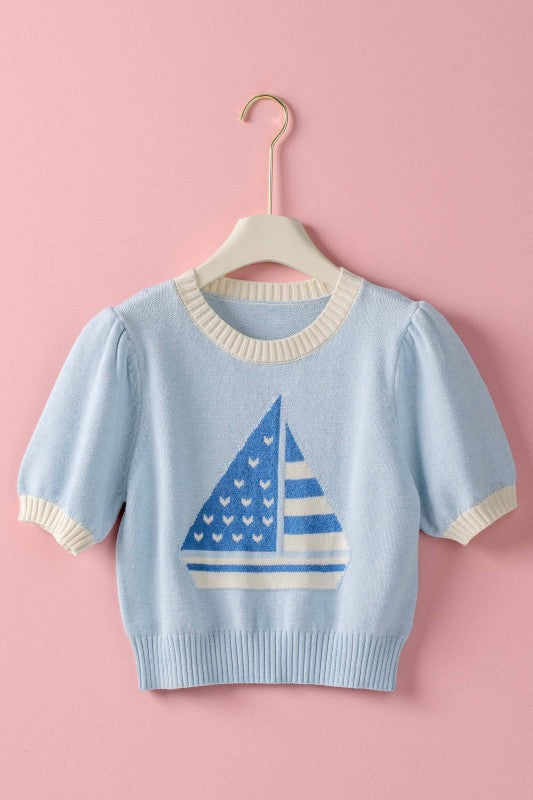 Sail Away Knit Top - Blue