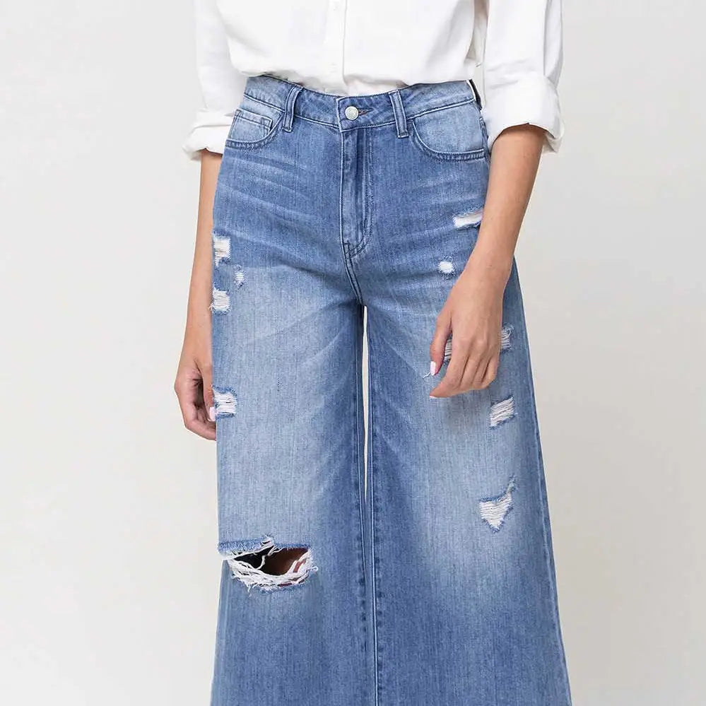 Super High Rise Crop Wide Leg Jeans