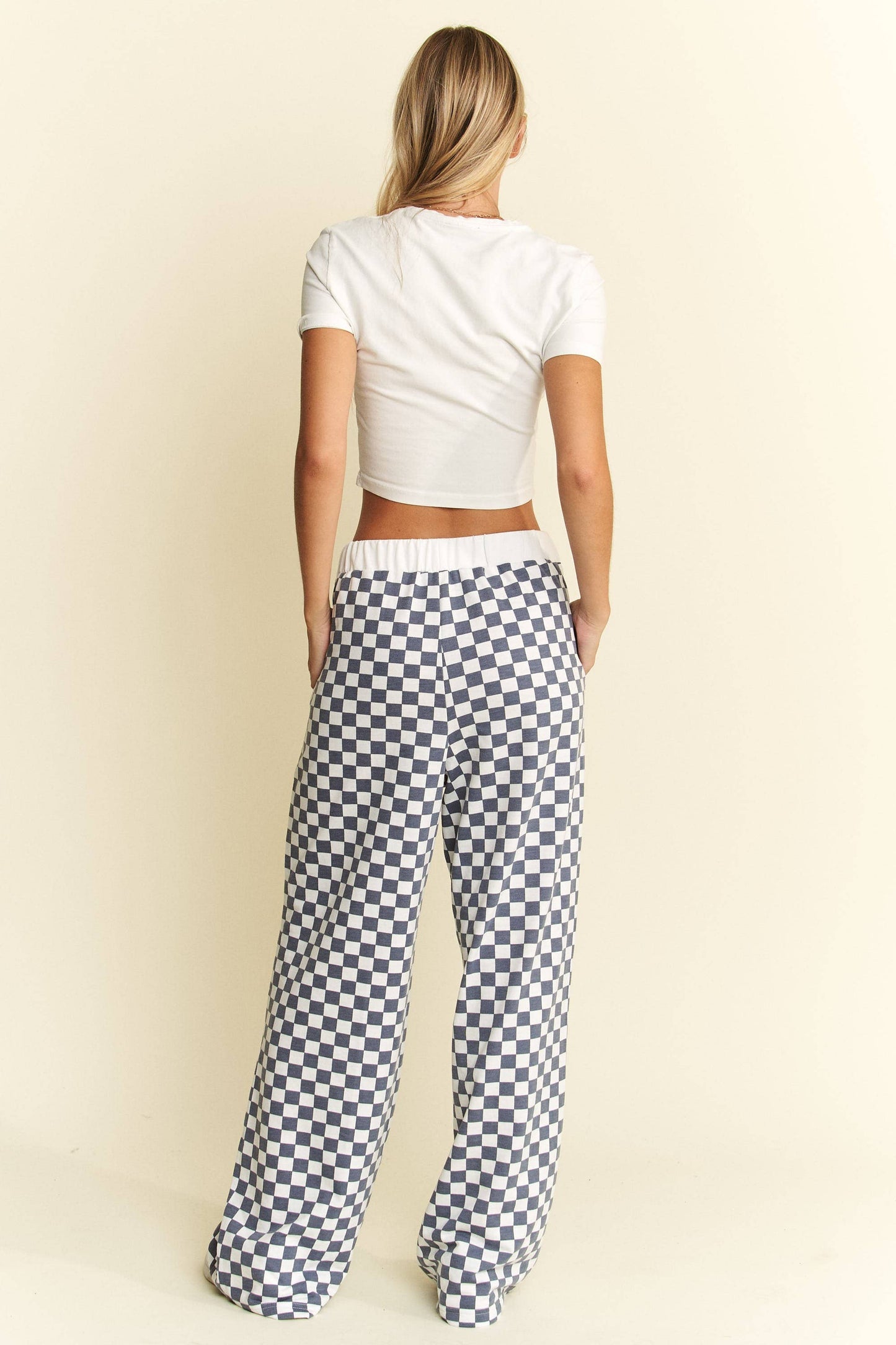 Checkered Print Straight Leg Boxer Pants
