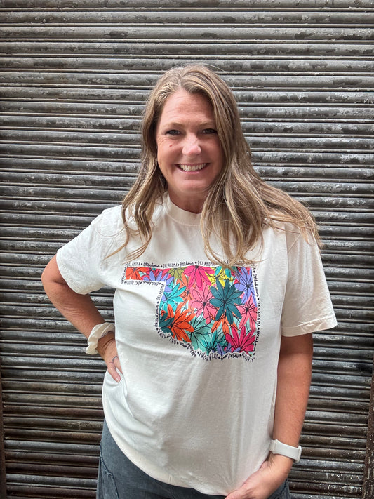State of Oklahoma Floral Graphic Tee