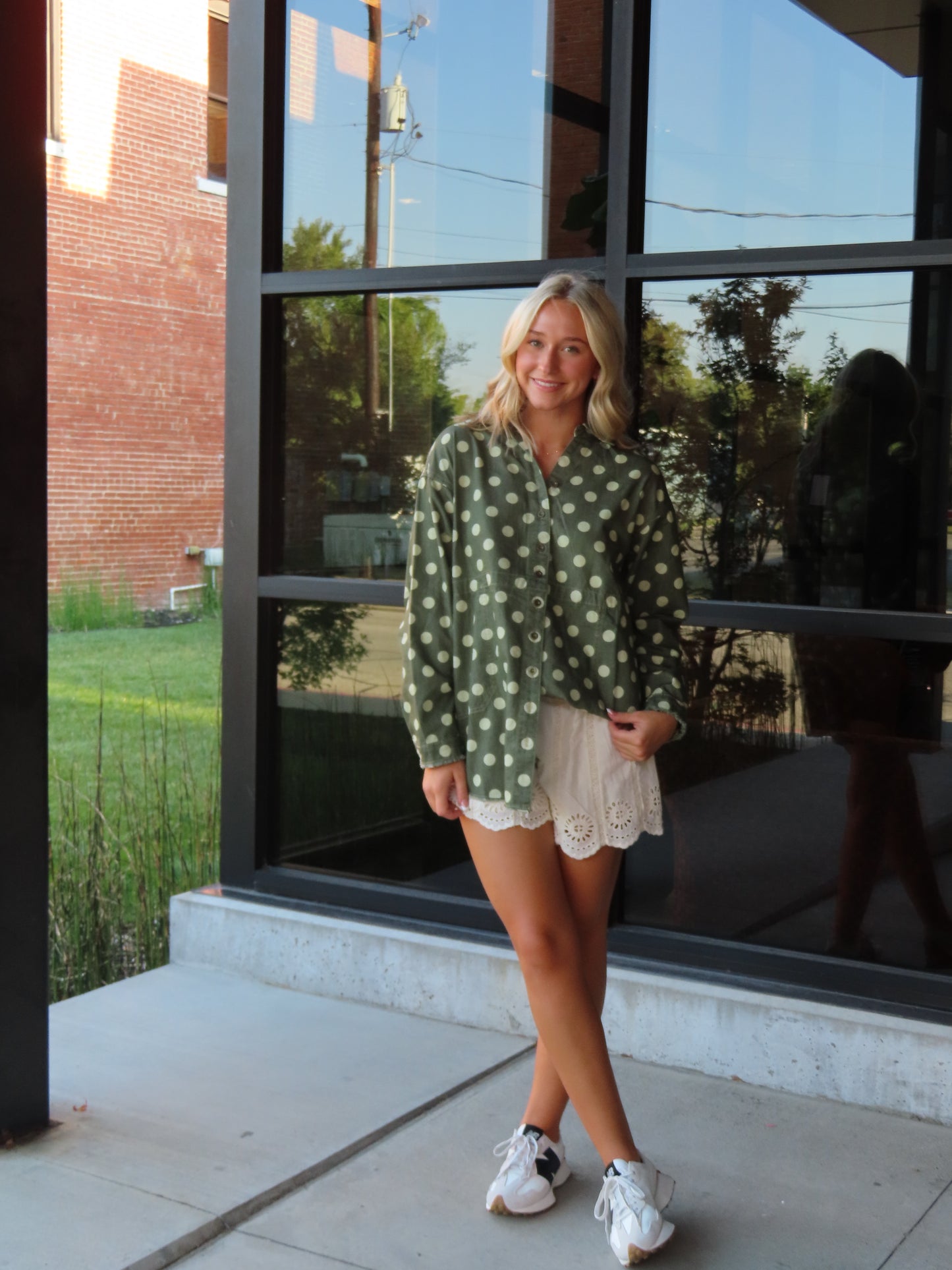Polka Dot Fall Chambray Shirt