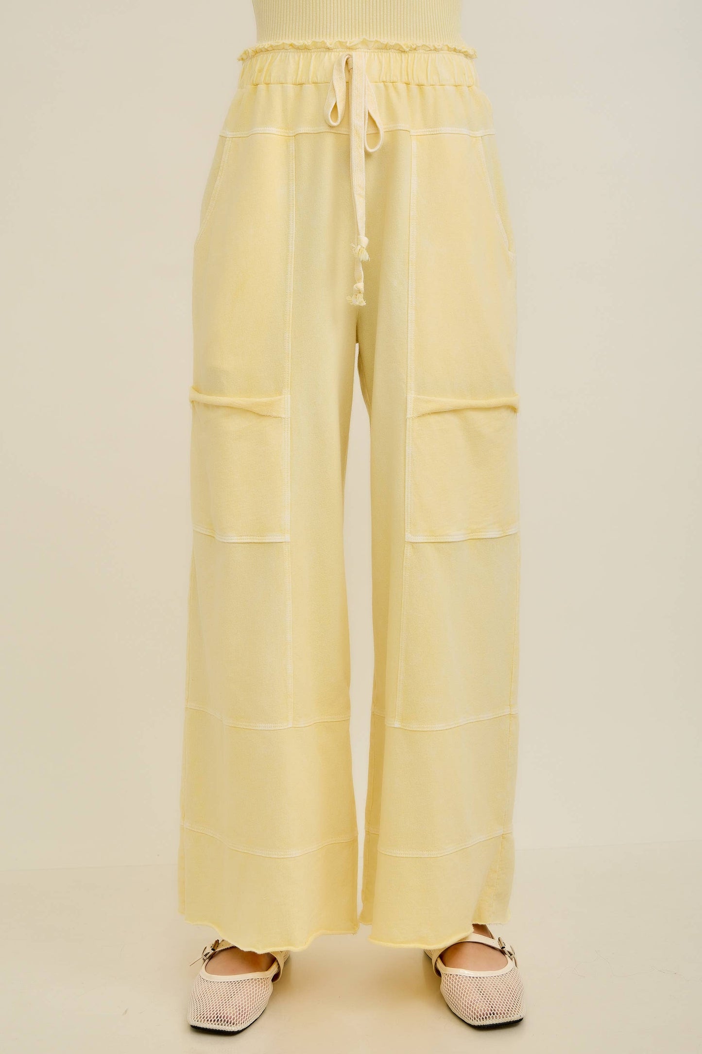 Mineral Wash Wide Leg Cropped Pants