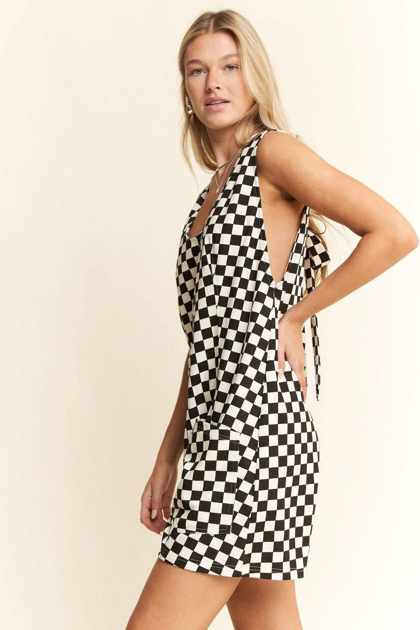 Plaid Print Shorts Romper