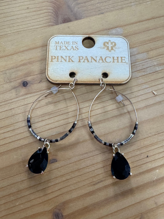 Beaded Teardrop Pendant Earrings