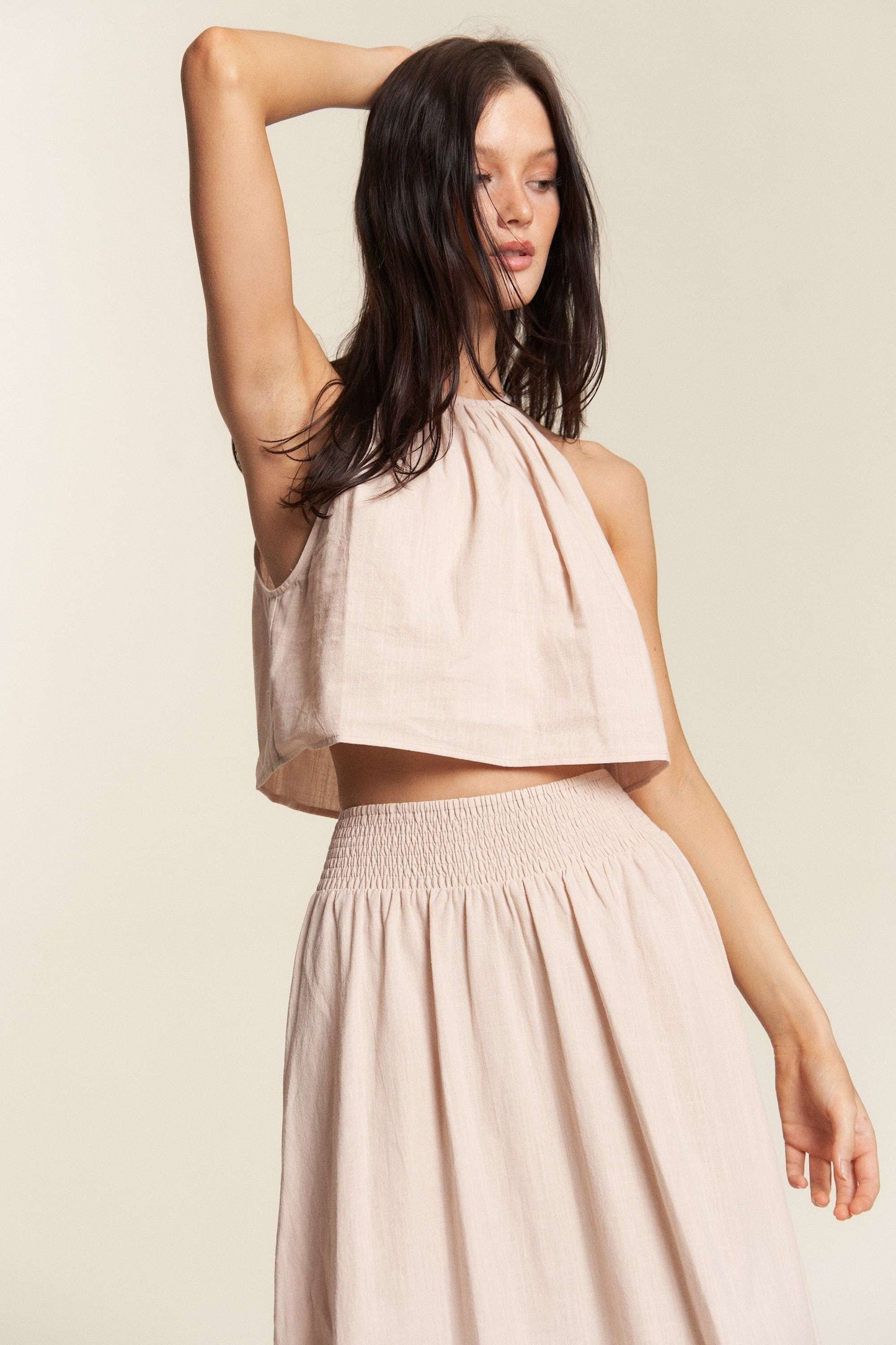Cotton Maxi Skirt - Taupe