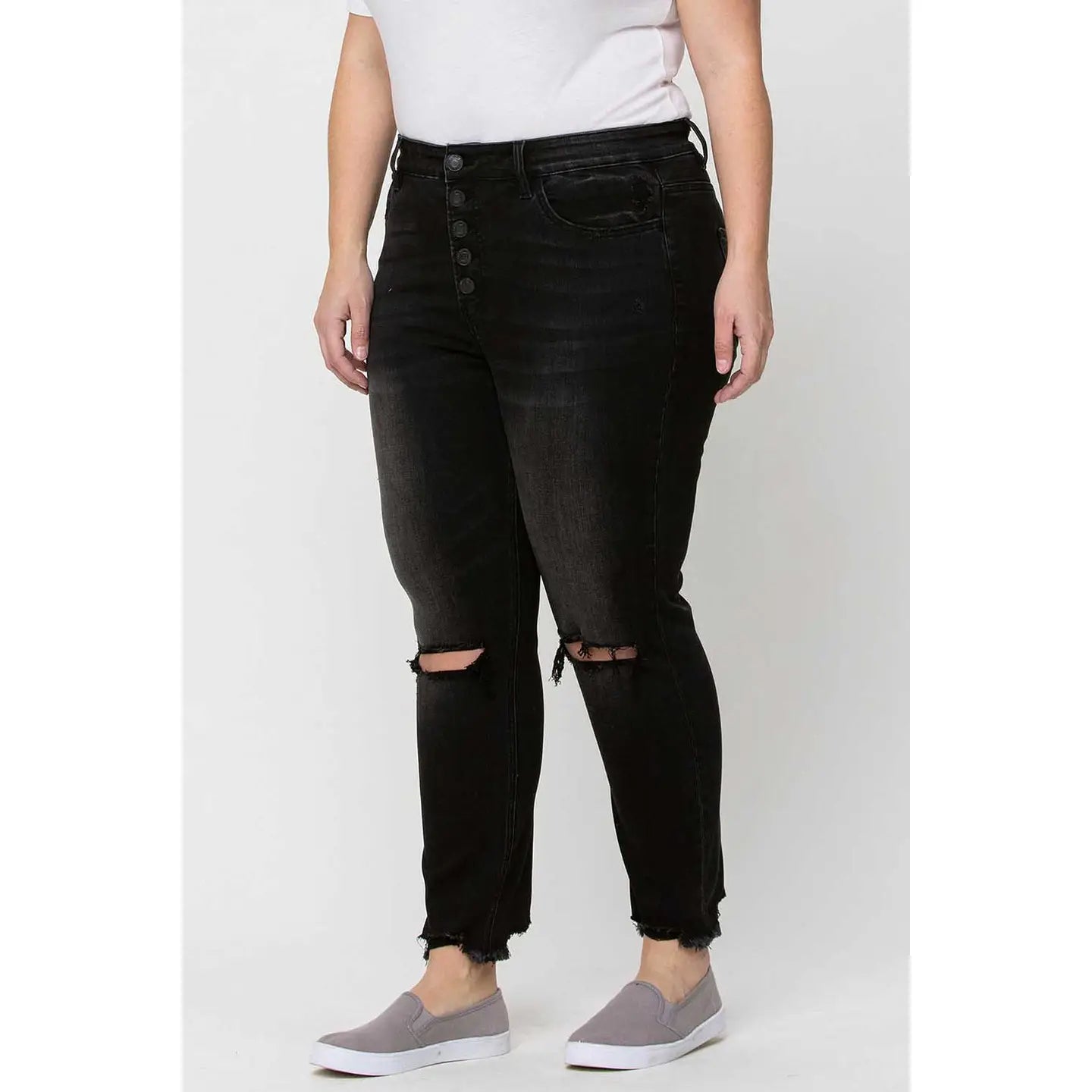 Plus Size High Rise Button Fly Skinny Jeans