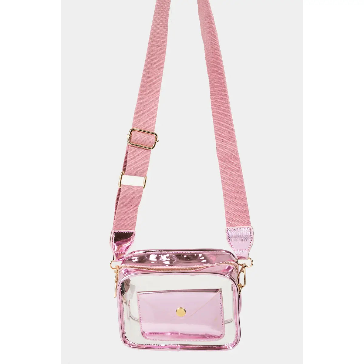 Transparent Rectangle Crossbody Bag - Pink