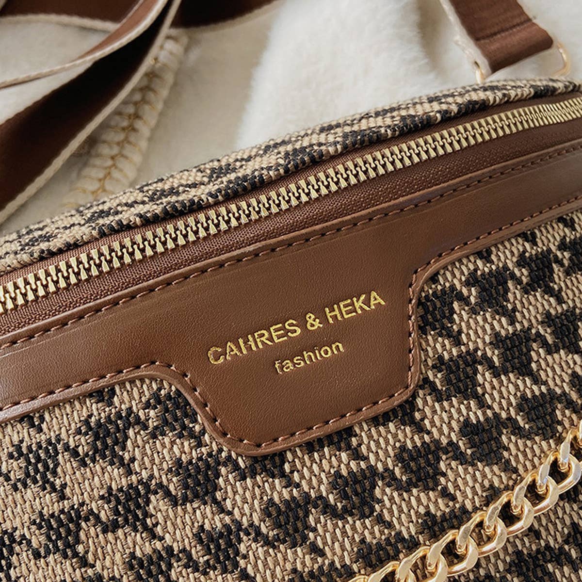 Check Print Chain Strap Fanny Belt Bag