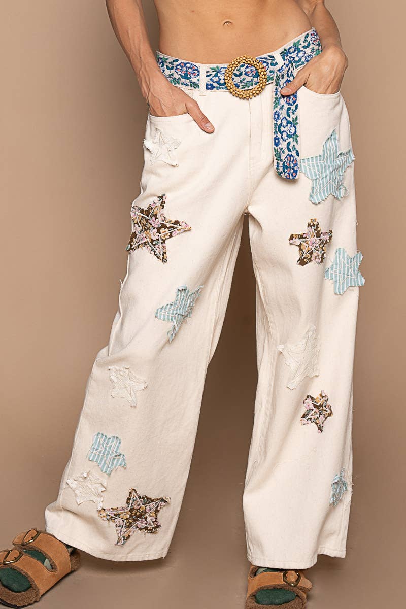 Patch Detail Regular Fit Woven Twill Pants
