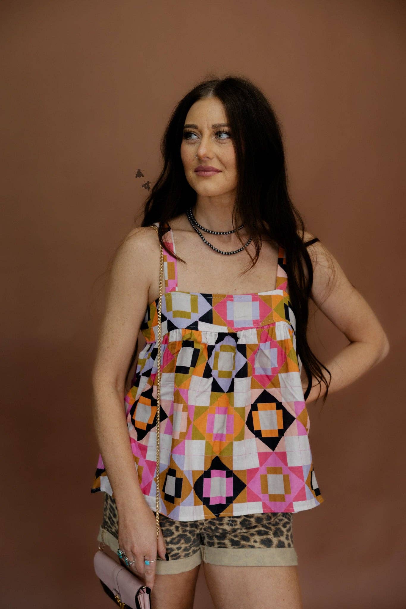 Quilted Coral Top