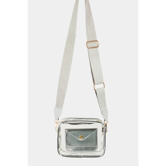 Transparent Rectangle Crossbody Bag - Silver