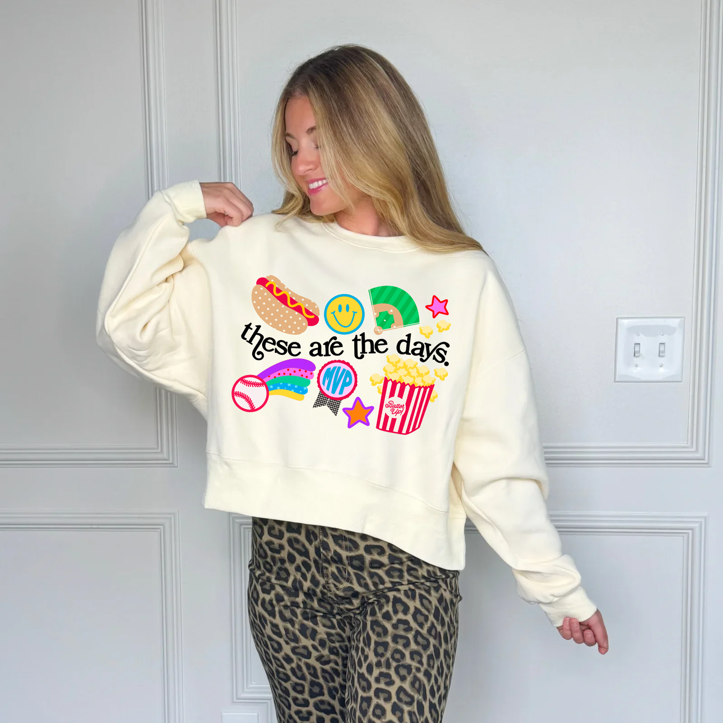 Baseball "These Are The Days" Crop Sweatshirt
