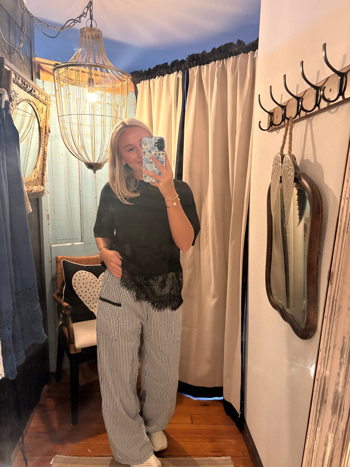 Black & White Plaid Straight Leg Pant