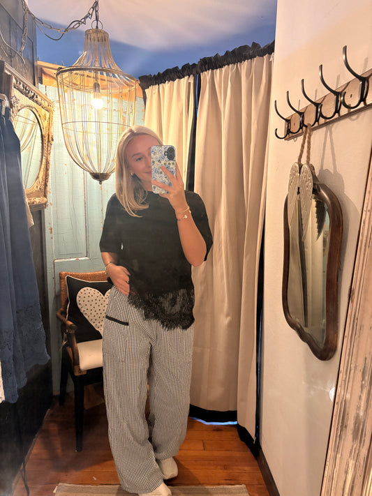 Black & White Plaid Straight Leg Pant